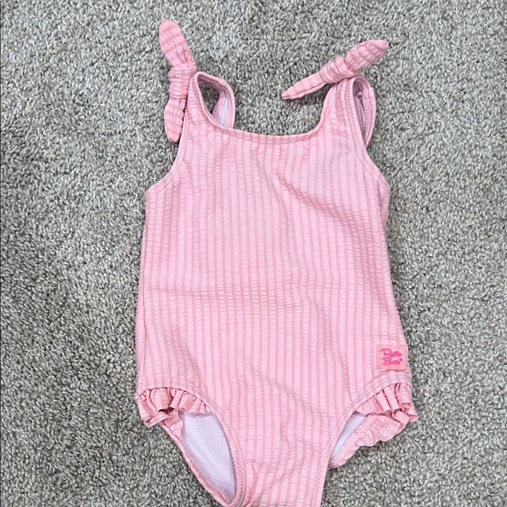 Ruffle Butts Pink Ribbed One-Piece Swim with Ruffle Legs - 3-6 Months - NWOT